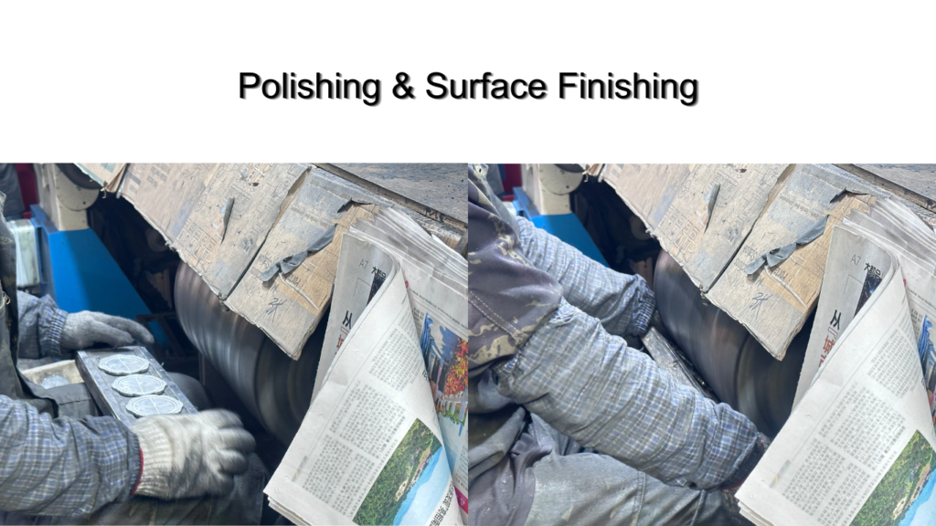 Step 4 of custom pin production — kiln-firing enamel-filled metal pins at controlled temperature for hardness