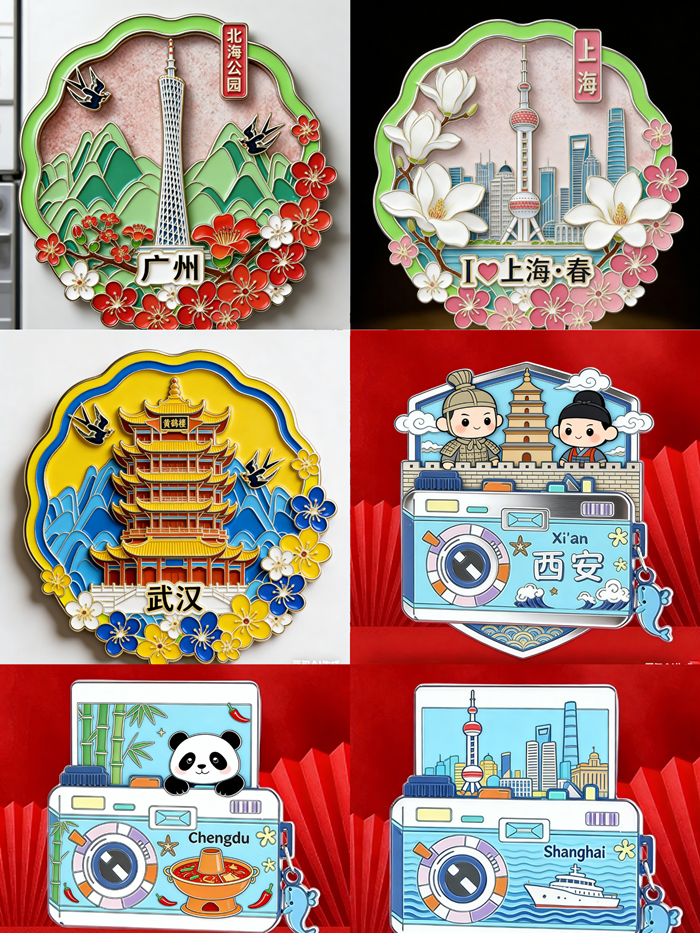 Personalized metal fridge magnet sample for tourism and gift programs