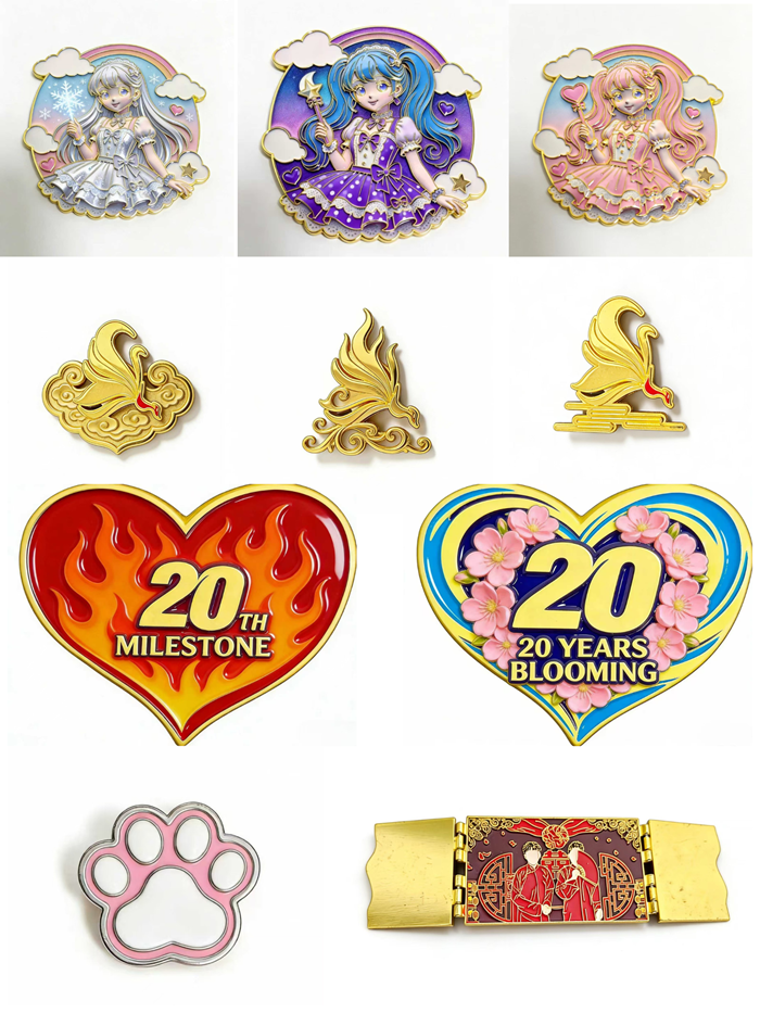 Custom lapel badge production example for clubs, schools, and events