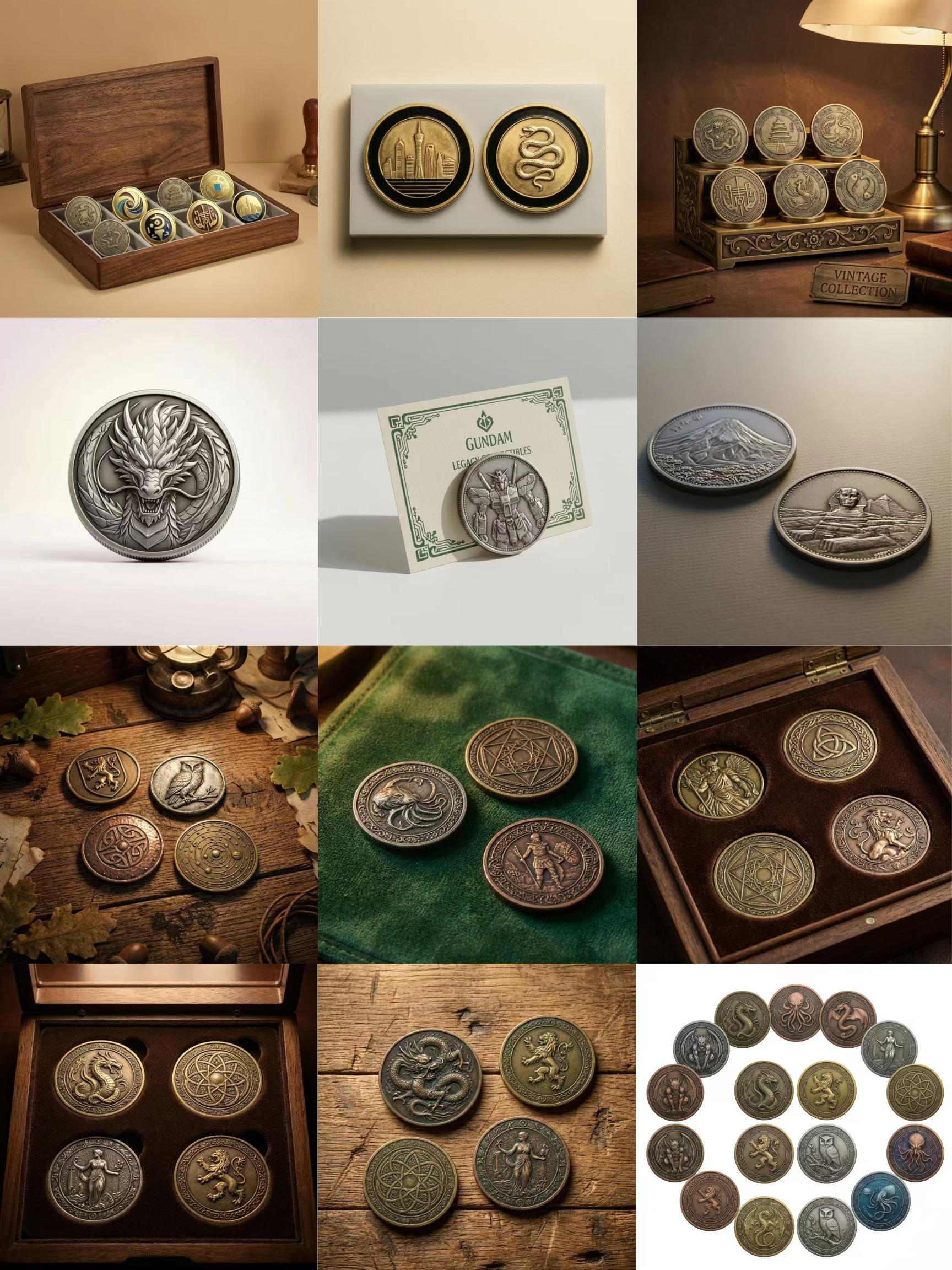 Custom event commemorative coin design detail with metal finish options