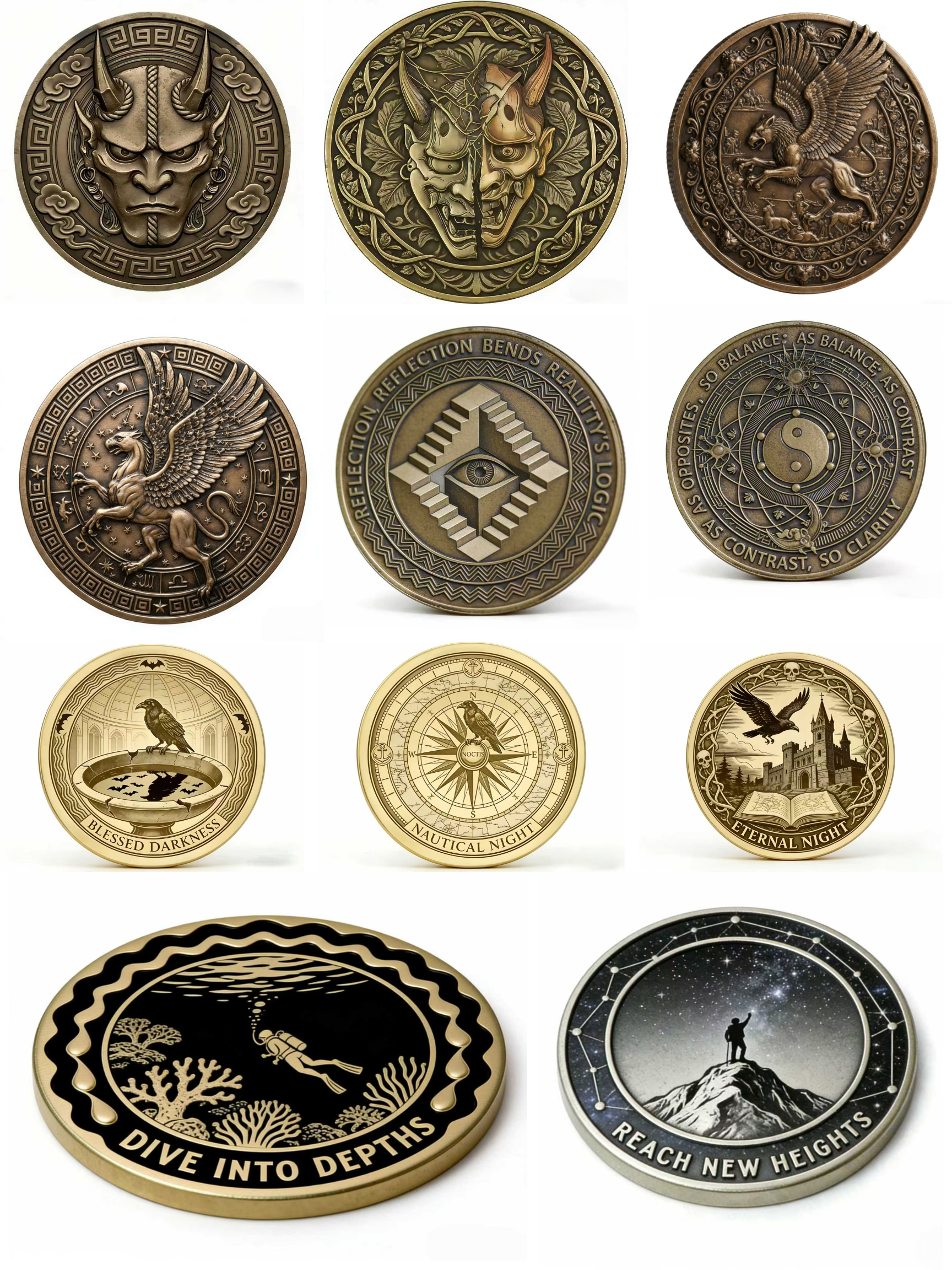 Custom souvenir coin design example for schools, clubs, and organizations