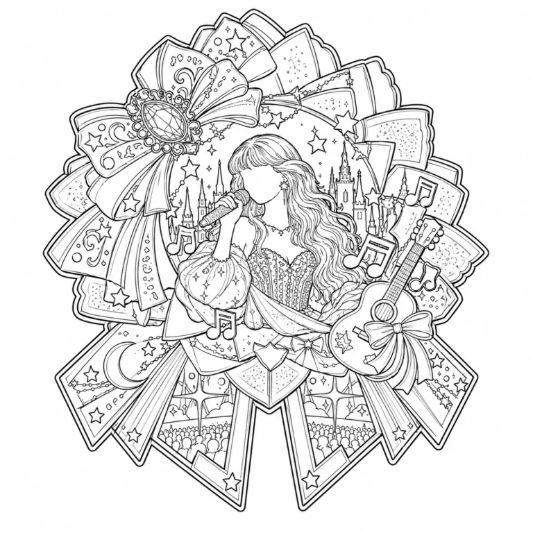 Black and white line-art draft of a singer enamel badge with roses.