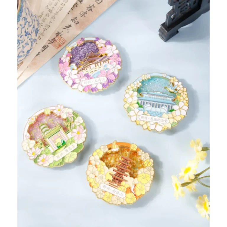 Floral temple souvenir metal fridge magnet collection