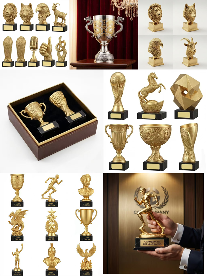 Custom metal trophy cup sample with polished finish for awards and events