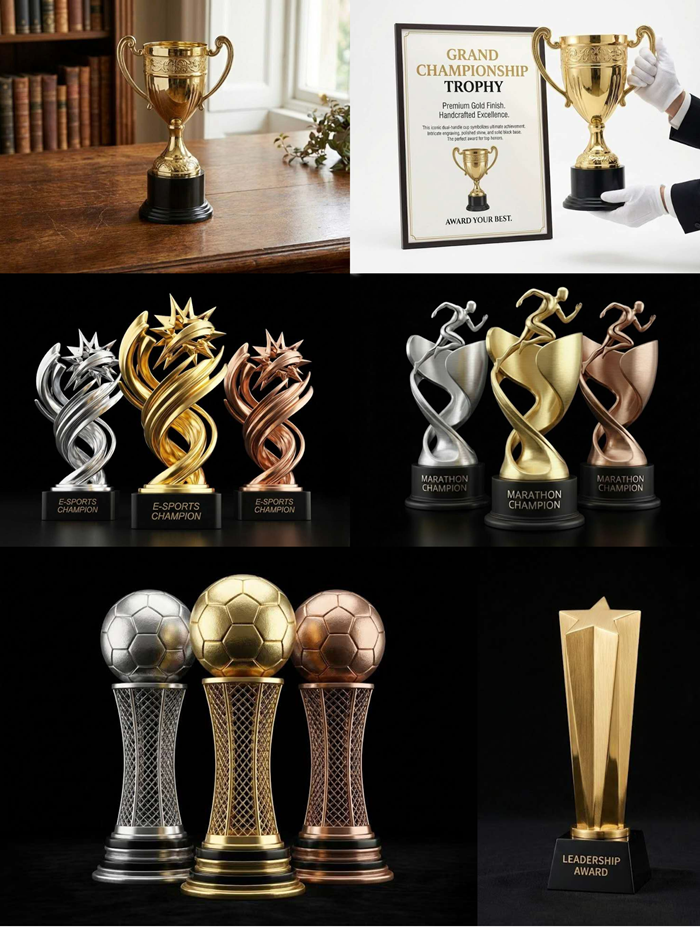Custom trophy cup finish sample for bulk award and event orders