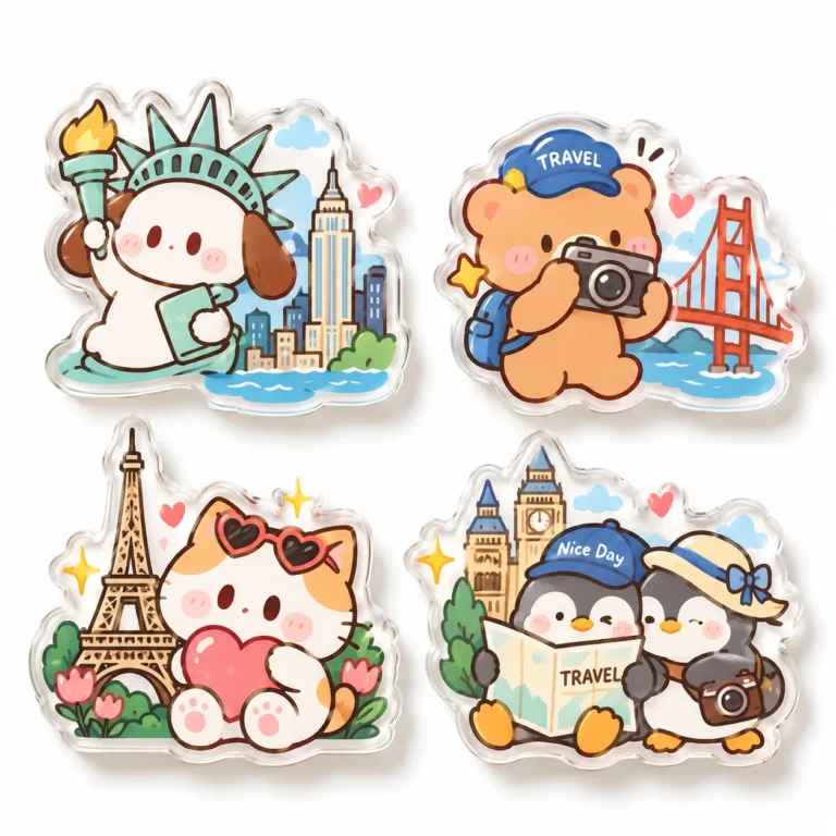 Custom acrylic fridge magnet — 可爱旅行主题亚克力贴纸合集