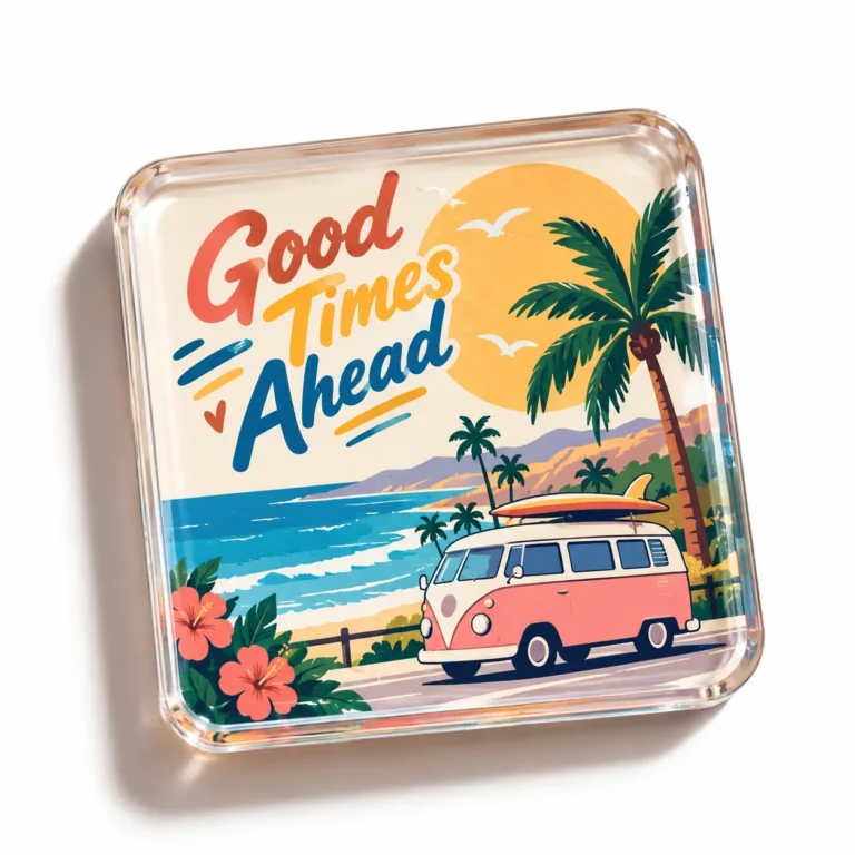 Custom acrylic fridge magnet — 复古海岸公路旅行亚克力磁贴