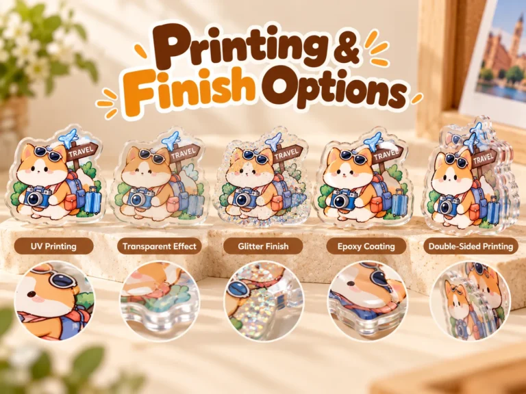 Acrylic fridge magnet printing and finish options