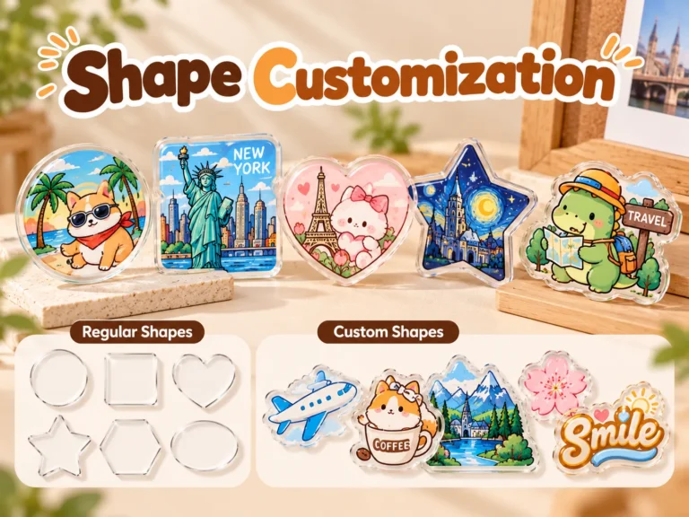 Acrylic fridge magnet regular and custom shape options