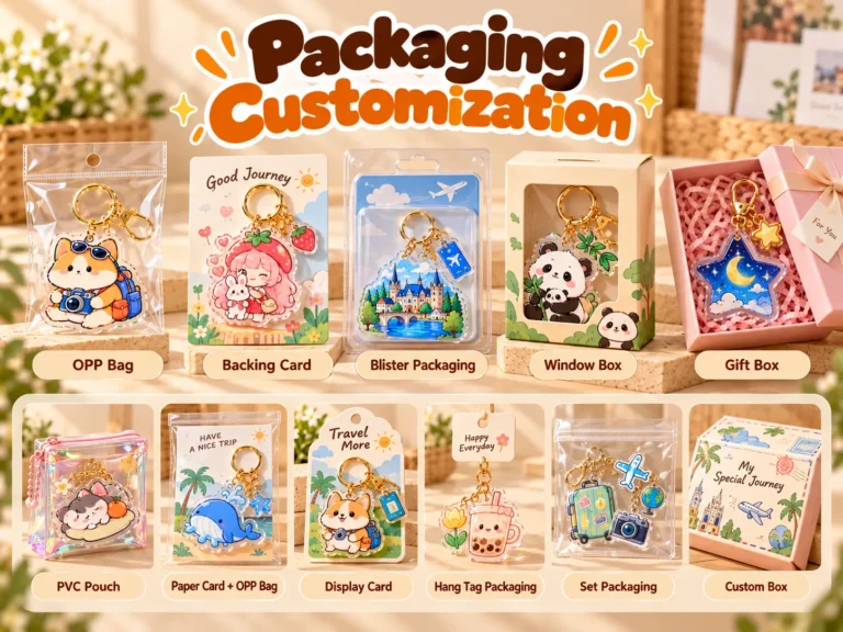 Packaging customization options for acrylic keychains