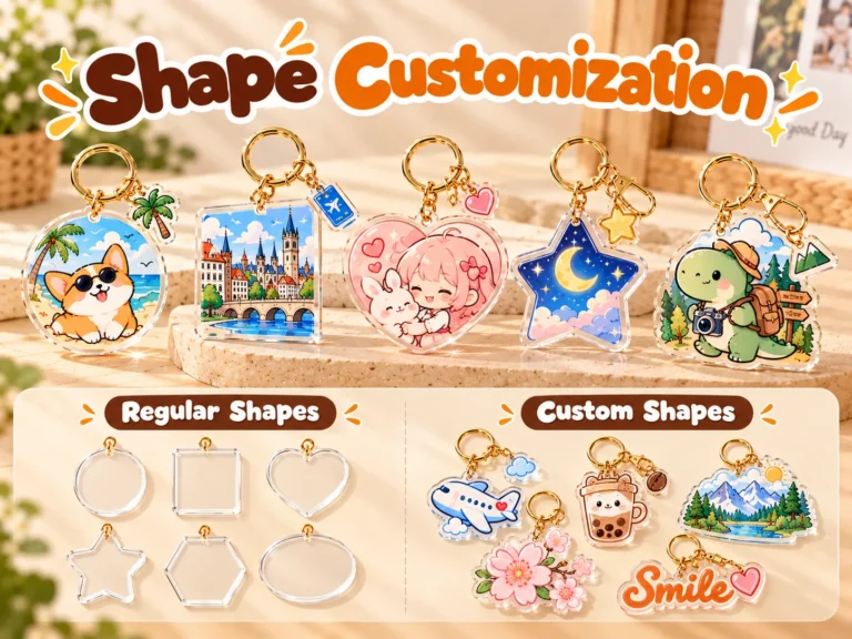 Acrylic keychain regular and custom shape options