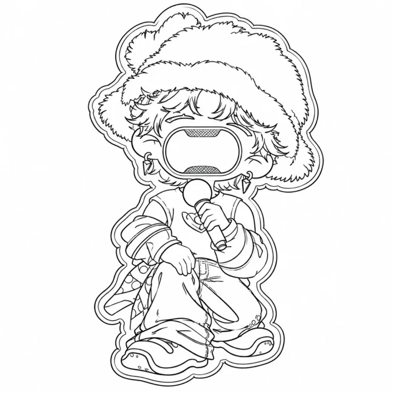 Line-art draft of character bottle opener with integrated opener slot