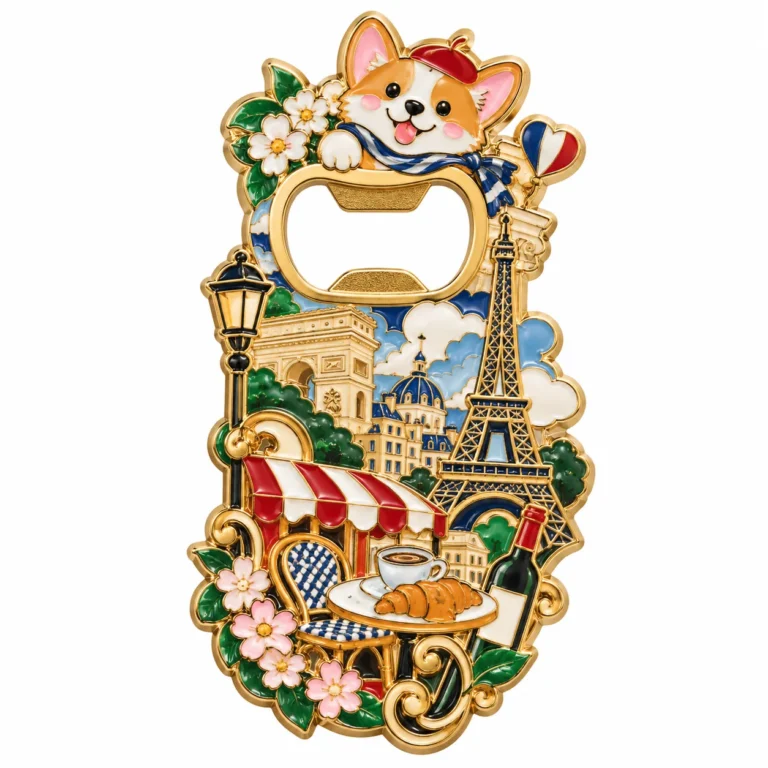 Paris travel Corgi enamel bottle opener