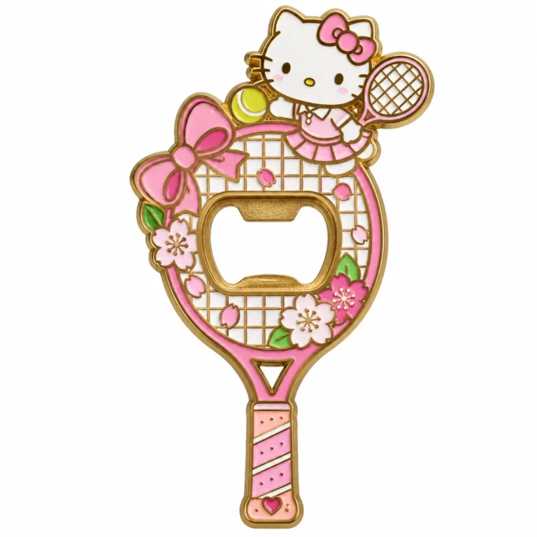 Cat tennis-racket themed bottle opener