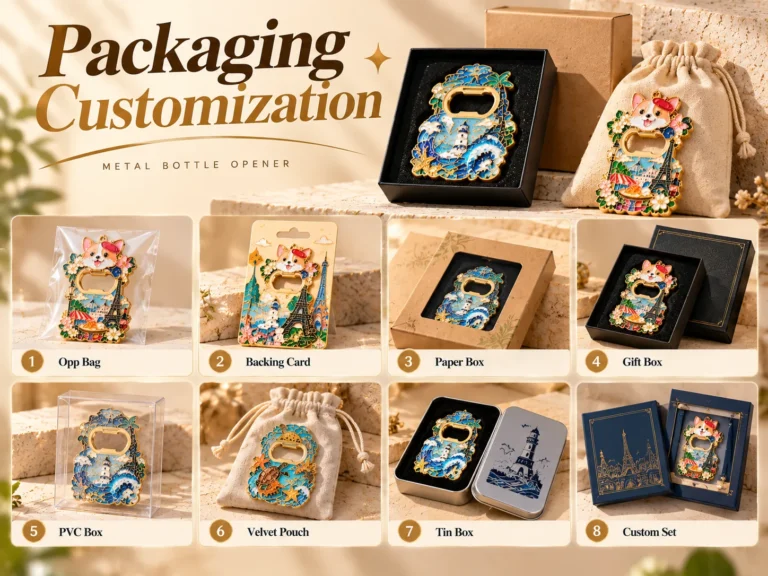 Metal bottle opener packaging options display