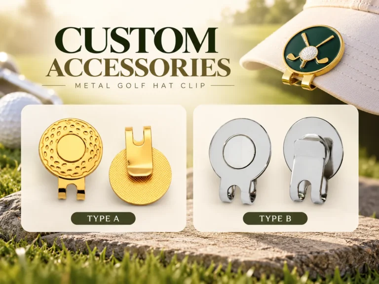 Custom accessories — Type A and Type B metal golf hat clip bases